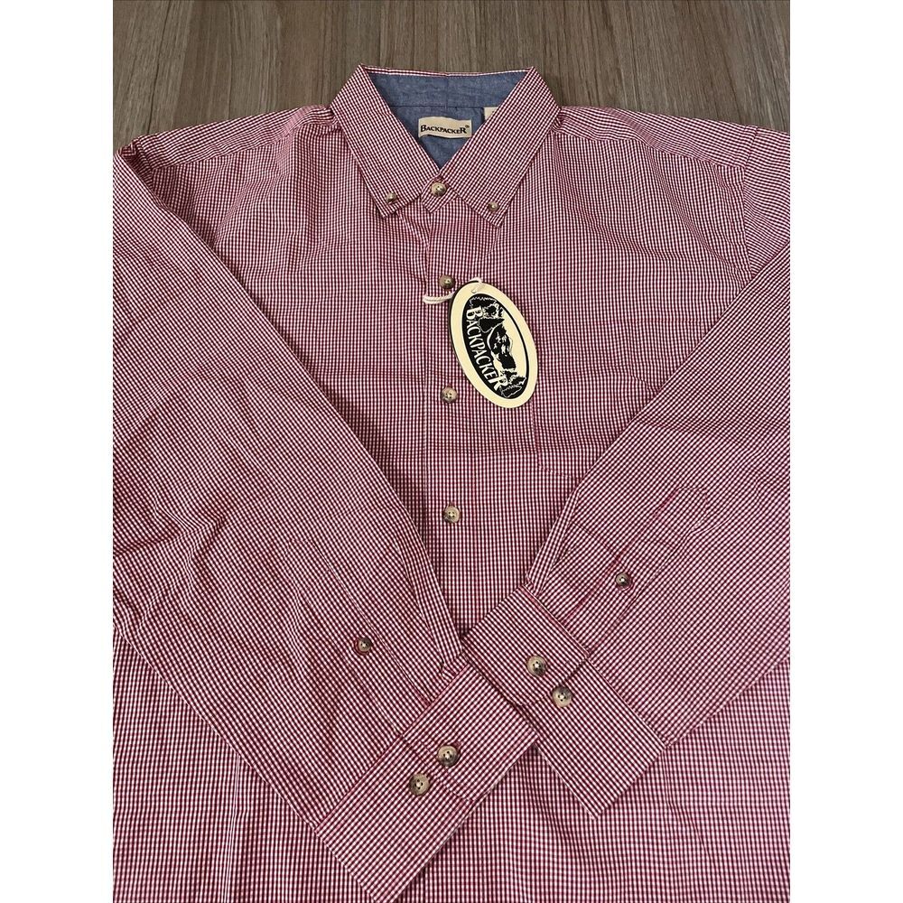 Backpacker Shirt Mens‎ 2XL Red Plaid Cotton Long Sleeve Hiking Outdoor Camp